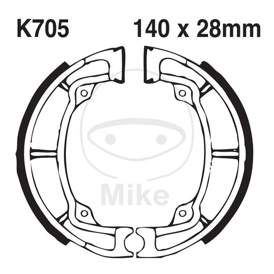 Brzdové čeľuste -sada EBC K705G drážkovaný vrátane  pružín