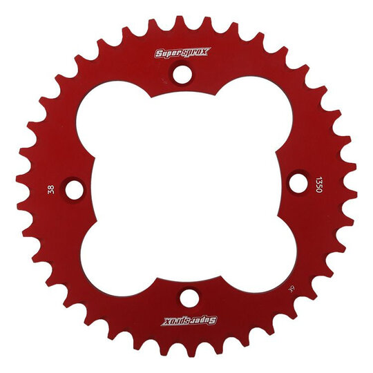 Hliníková reťazová rozeta SUPERSPROX RAL-1350:38-RED červené 38T, 520