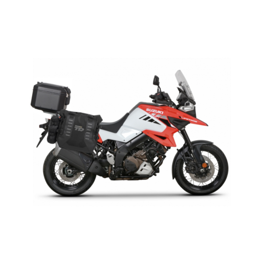 Kompletná sada sedlových brašní SHAD TERRA TR40 adventure a hliníkového kufra SHAD TERRA BLACK 37L vrátane montážnej sady SHAD SUZUKI DL 1000 V-Strom/ DL 1050 V-Strom
