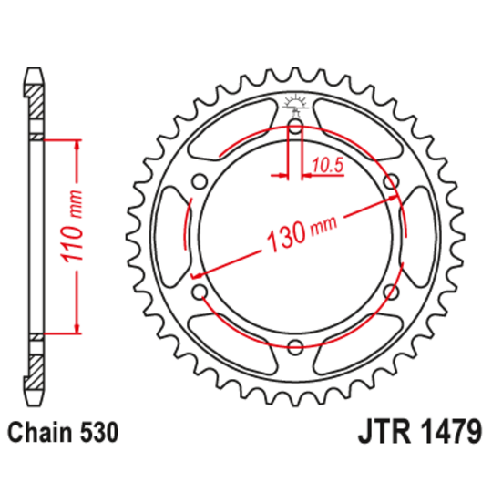 Reťazová rozeta JT JTR 1479-45ZBK 45T, 530 čierny zinok