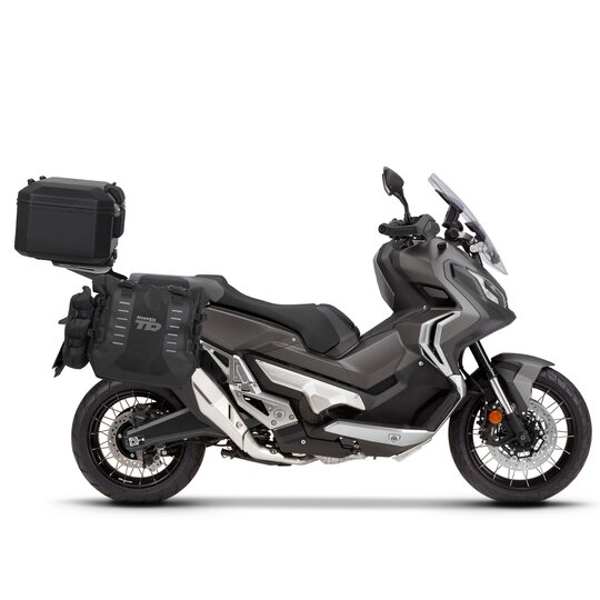 Kompletná sada bočných adventure vakov SHAD TERRA TR40 a hliníkového 55 L vrchného kufru ,vrátane montážnej sady SHAD HONDA X-ADV 750