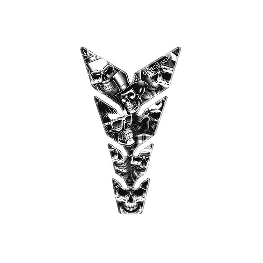 Tank pad PUIG Skull Party Black & White 20594N