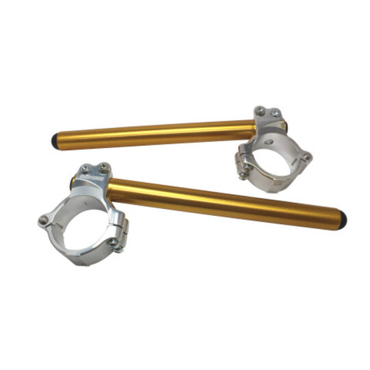 Aluminium-forged clip-ons ACCOSSATO with metal clamp composed of 2 half-rings 10 degrees inclination, gold