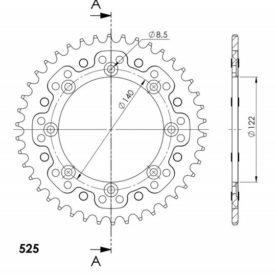 Reťazová rozeta SUPERSPROX STEALTH RST-474:42-RED červené 42T, 525
