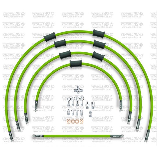 ŠTANDART -predok -sada Venhill POWERHOSEPLUS KAW-7002F-GR (5 hadíc v sade) zelené hadice, chrómové koncovky