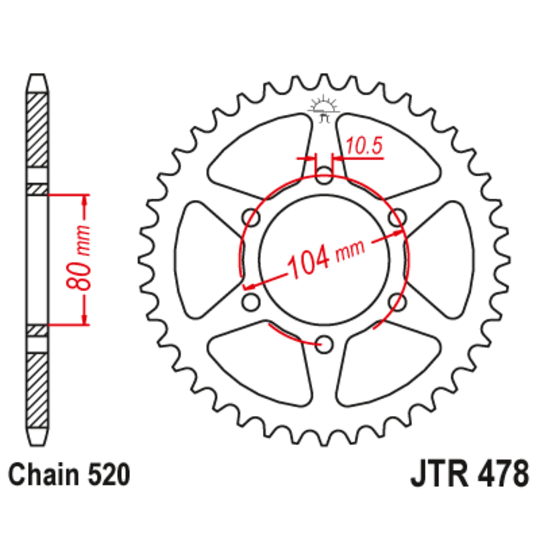 Reťazová rozeta JT JTR 478-45 45T, 520