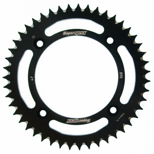 Hliníková reťazová rozeta SUPERSPROX RAL-898:47-BLK čierna 47T, 428