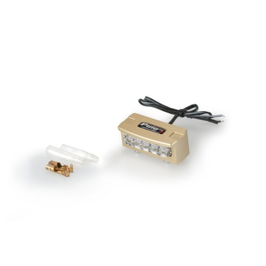 Svetlo na držiak ŠPZ PUIG FLASH 4136O zlatá alu s LED diódami