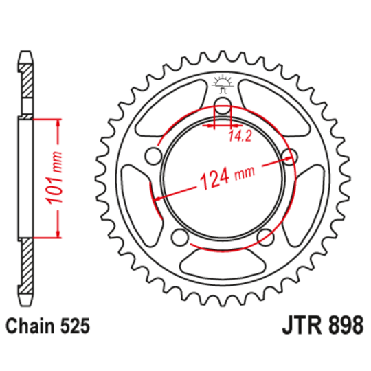 Reťazová rozeta JT JTR 898-41ZBK 41T, 525 čierny zinok