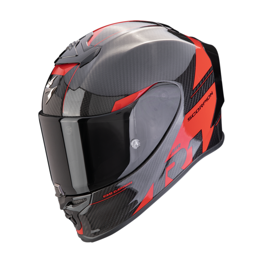 Scorpion prilba exo-r1 evo carbon air - rally / black-red - 110-434-24-04