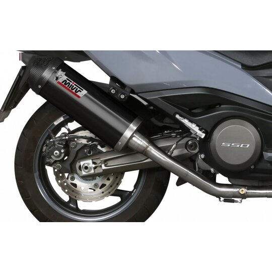 Výfuk kompletný 2x1 MIVV OVAL O.009.LVC Oceľová čierna / karbónová čiapka