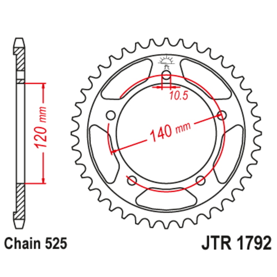 Reťazová rozeta JT JTR 1792-45ZBK 45T, 525 čierny zinok