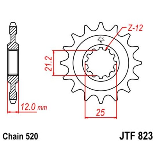 Reťazové koliečko JT JTF 823-12 12T, 520