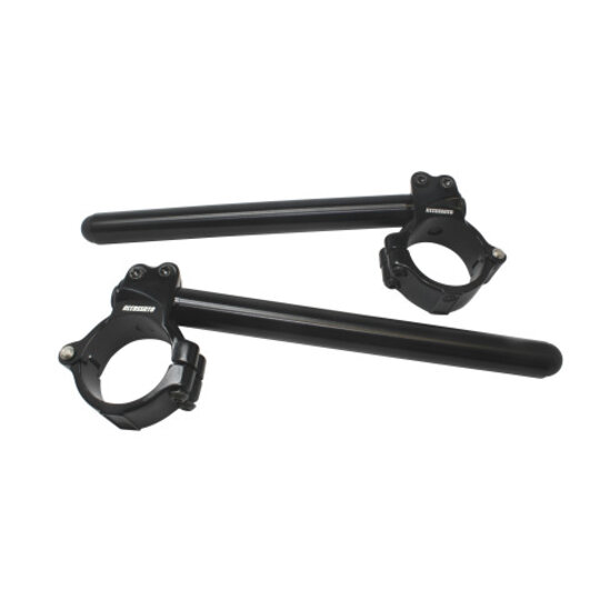 Aluminium-forged clip-ons ACCOSSATO with metal clamp composed of 2 half-rings 10 degrees inclination, black