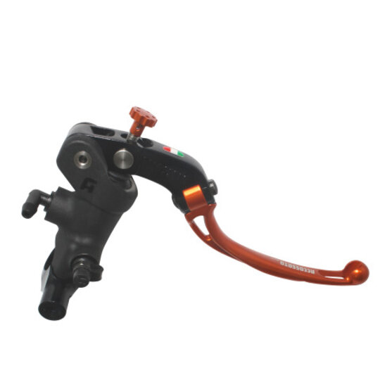 Radial brake master cylinder ACCOSSATO 19 x 18 with folding lever,orange