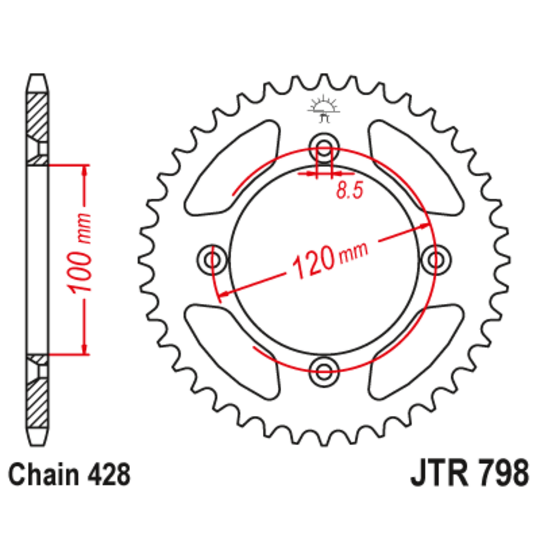 Reťazová rozeta JT JTR 798-47 47T, 428