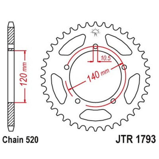 Reťazová rozeta JT JTR 1793-43 43T, 520