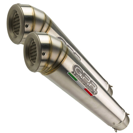 Dual slip-on exhaust GPR POWERCONE EVO K.158.PCEV Brushed Stainless steel including removable db killers and link pipes