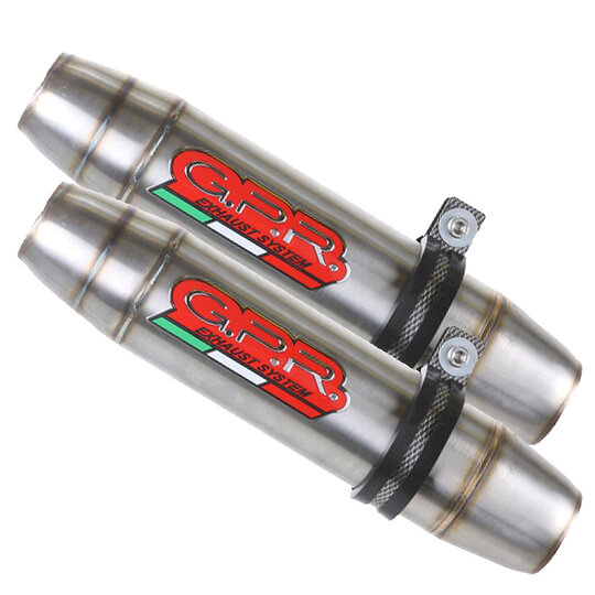 Dual slip-on exhaust GPR DEEPTONE D.84.DE Brushed Stainless steel including removable db killers and link pipes