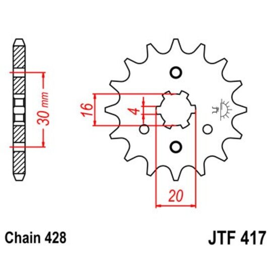 Reťazové koliečko JT JTF 417-13 13T, 428