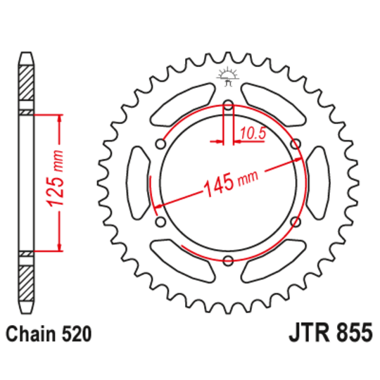 Reťazová rozeta JT JTR 855-48ZBK 48T, 520 čierny zinok