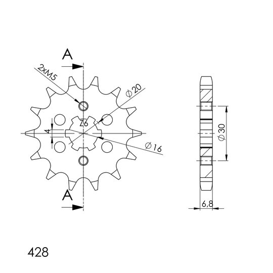 Reťazové koliečko SUPERSPROX CST-548:14 14T, 428