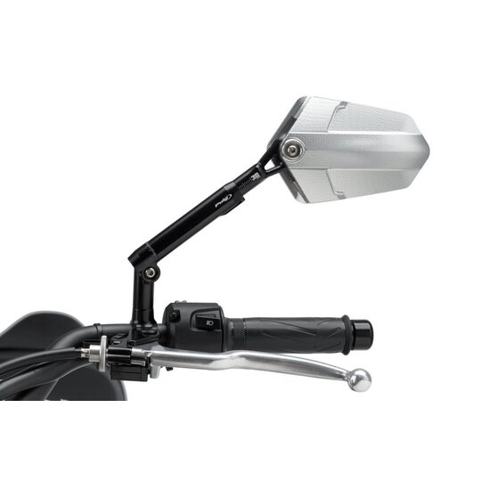 Zpätné zrkadlo PUIG Xplorer 014ND čierny/eloxovaný hliník ľavý