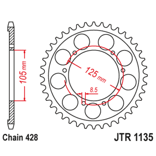 Reťazová rozeta JT JTR 1135-69 69T, 428