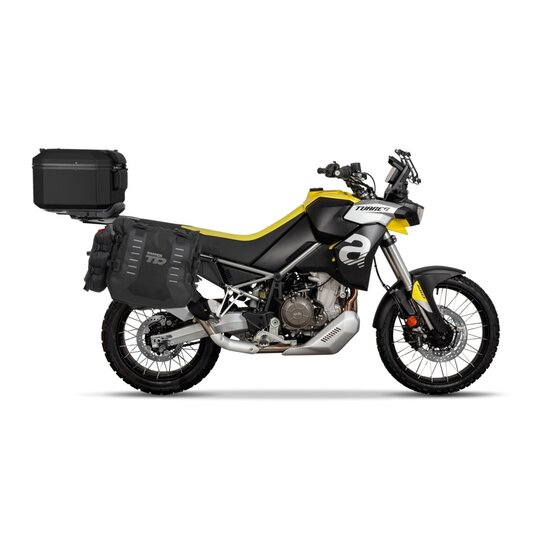 Set of SHAD TERRA TR40 adventure saddlebags and SHAD TERRA aluminium top case TR55 PURE BLACK, including mounting kit SHAD APRILIA TUAREG 660