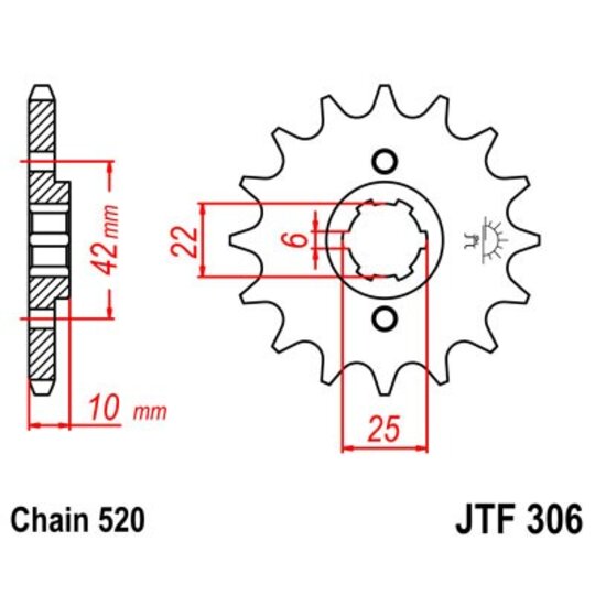 Reťazové koliečko JT JTF 306-14 14T, 520