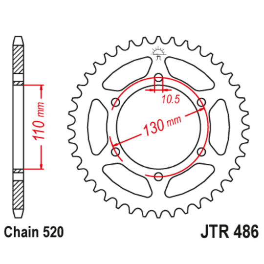 Reťazová rozeta JT JTR 486-46 46T, 520