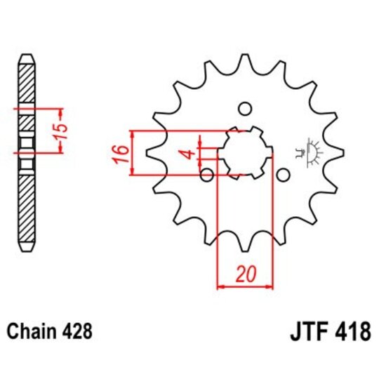 Reťazové koliečko JT JTF 418-14 14T, 428