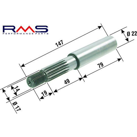 Hriadeľ zadného kolesa - sada RMS 100240050