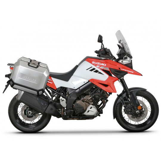 Kompletná sada bočných hliníkových kufrov SHAD TERRA,  47/47 litrový bočné kufre, vrátane montážnej sady SHAD SUZUKI DL 1000 V-Strom/ DL 1050 V-Strom