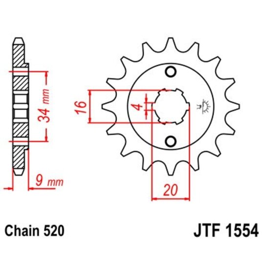 Reťazové koliečko JT JTF 1554-15 15T, 520