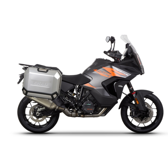 Kompletná sada bočných hliníkových kufrov SHAD TERRA, 36/47 litrový bočné kufre, vrátane montážnej sady SHAD KTM Super Adventure 1290 (R, S)