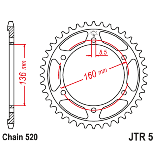 Reťazová rozeta JT JTR 5-45 45T, 520