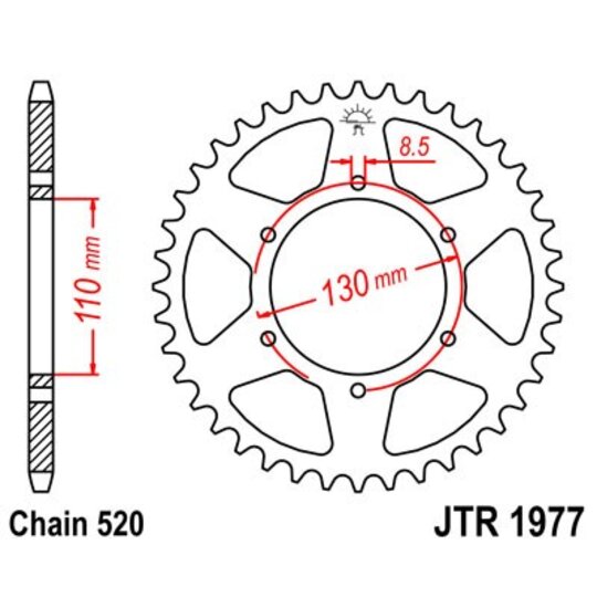 Reťazová rozeta JT JTR 1977-45 45T, 520