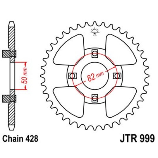 Reťazová rozeta JT JTR 999-50 50T, 428