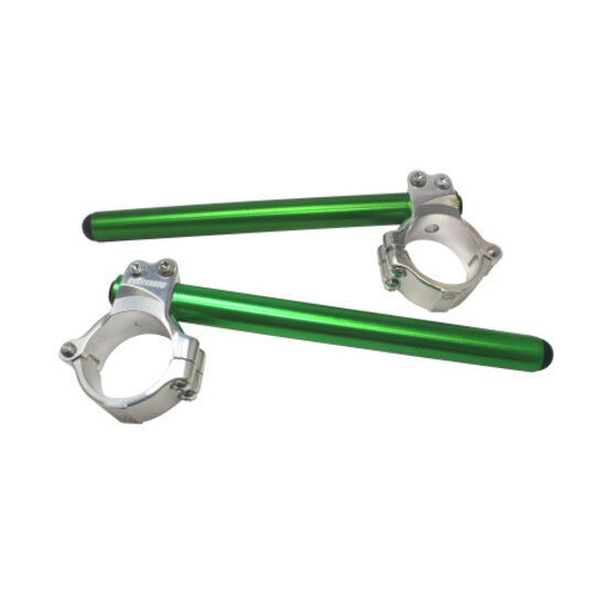 Aluminium-forged clip-ons ACCOSSATO with metal clamp composed of 2 half-rings 10 degrees inclination, green