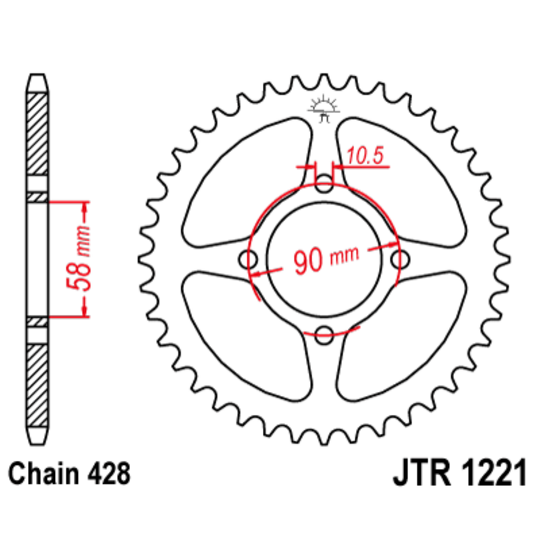 Reťazová rozeta JT JTR 1221-42 42T, 428