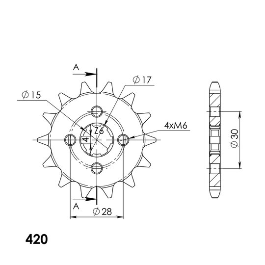 Reťazové koliečko SUPERSPROX CST-253:14 14T, 420