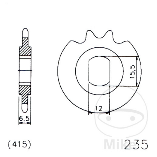 Reťazové koliečko JMT 13T, rozteč 415 predĺžený otvor 12/15,5