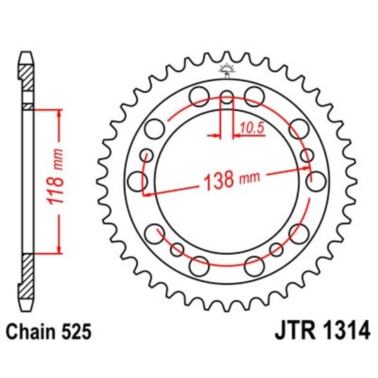 Reťazová rozeta JT JTR 1314-39 39T, 525