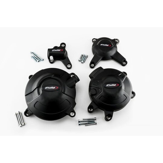 Ochranné kryty motora PUIG 20128N čierna zahrňuje pravý, ľavý, malý pravý a malý ľavý kryt