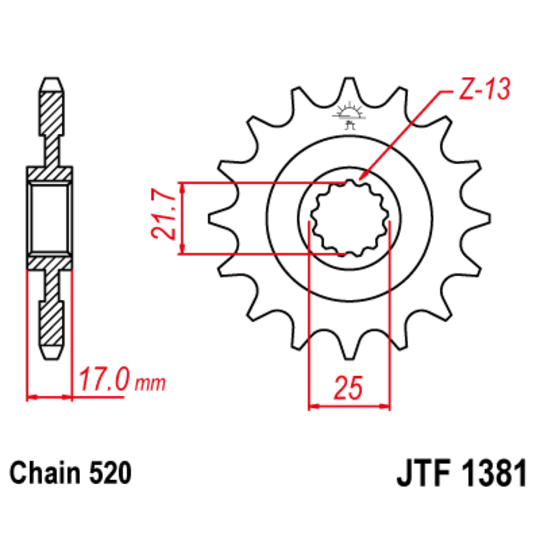 Reťazové koliečko JT JTF 1381-15RB 15T, 520 pogumované