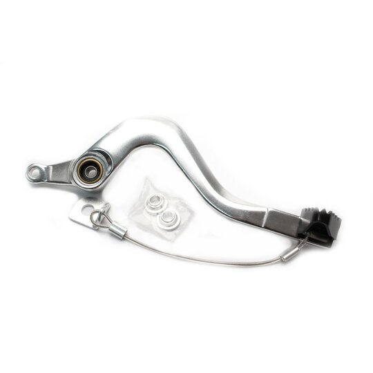 Brzdový pedál MOTION STUFF 83P-0711002 strieborné telo, čierna oceľová pevná koncovka Oceľový pevný hrot