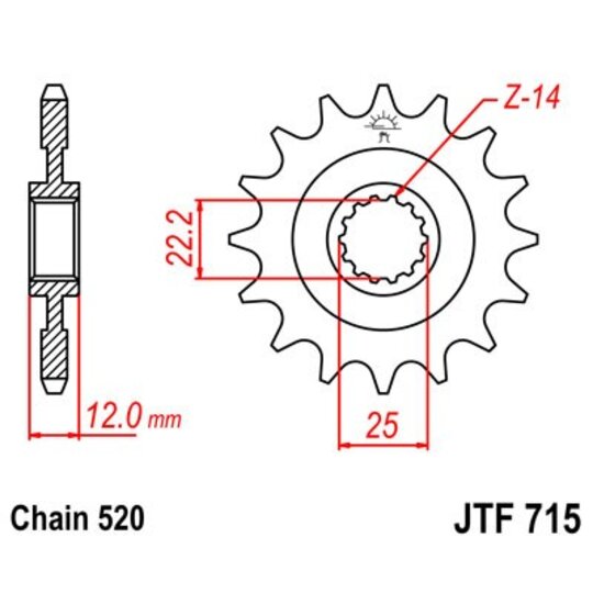 Reťazové koliečko JT JTF 715-12 12T, 520