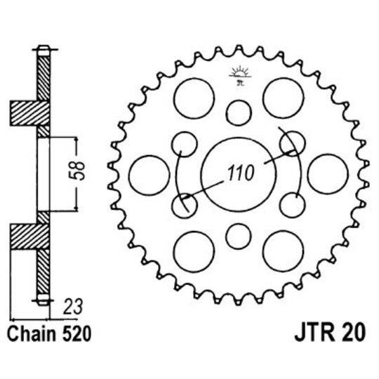Reťazová rozeta JT JTR 20-40 40T, 520