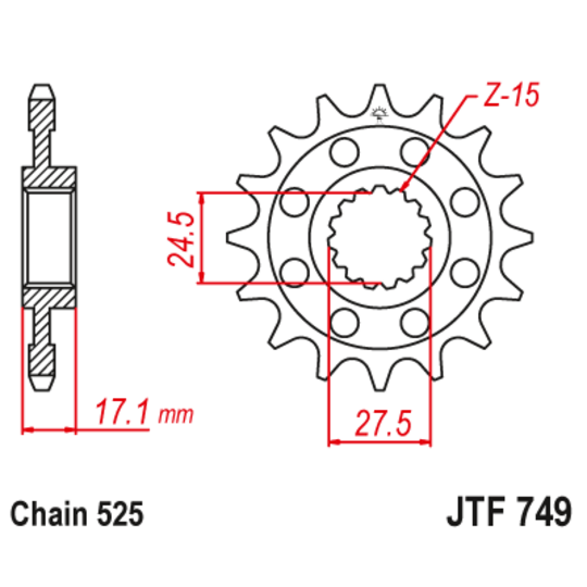 Reťazové koliečko JT JTF 749-16 16T, 525